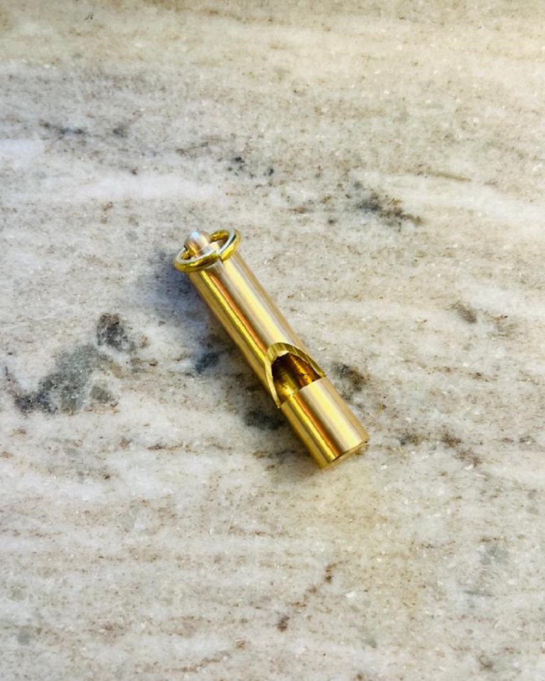 Brass whistle keyring