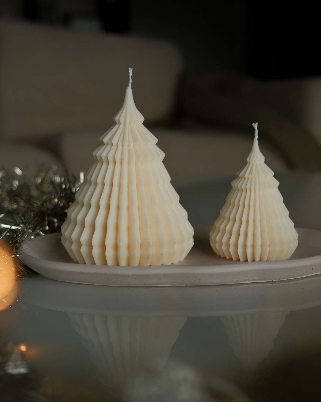 White Christmas tree candles