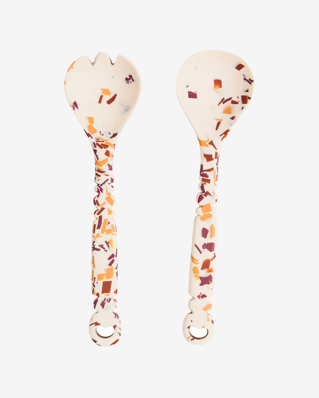 Red and orange terrazzo salad servers