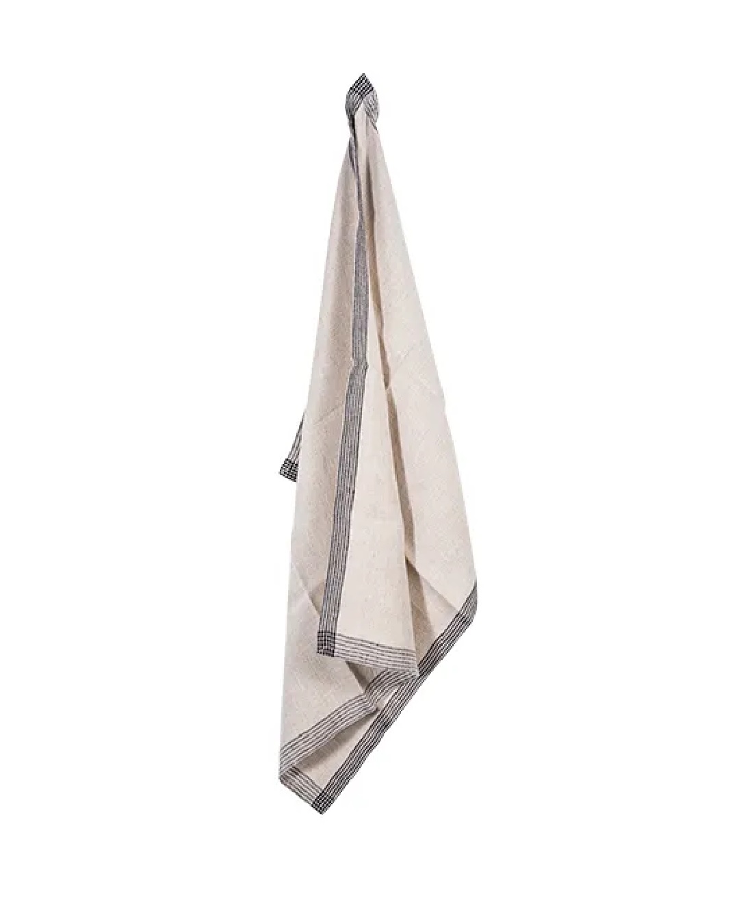 Woven border tea towel natural black