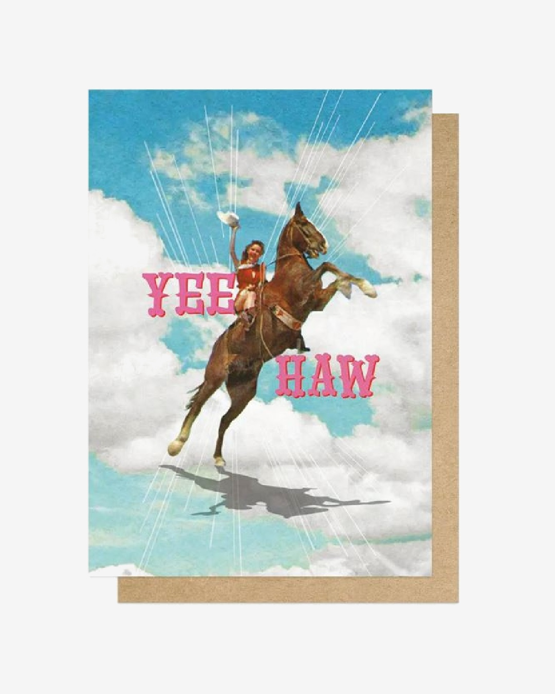 Cow girl on horse card