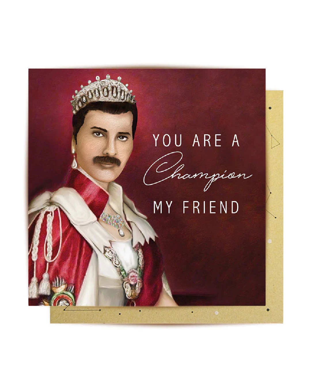 Card with king on it and reads you are a champion my friend