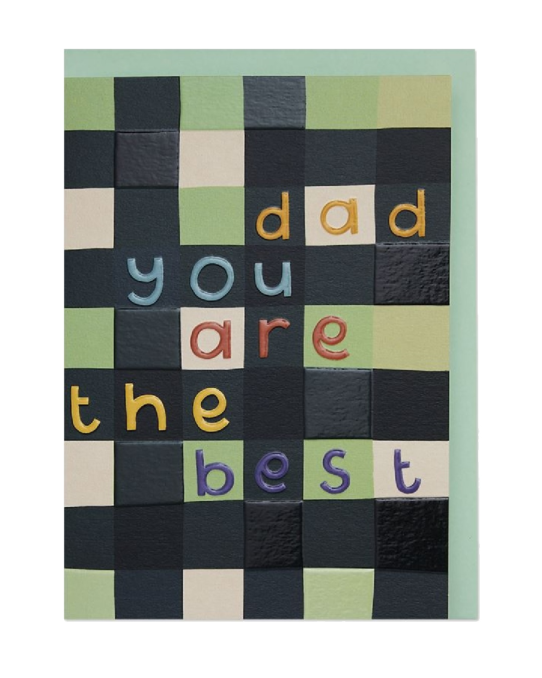 Card black and green that says dad you are the best