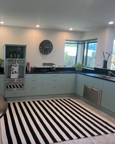 Black and White Striped Rug