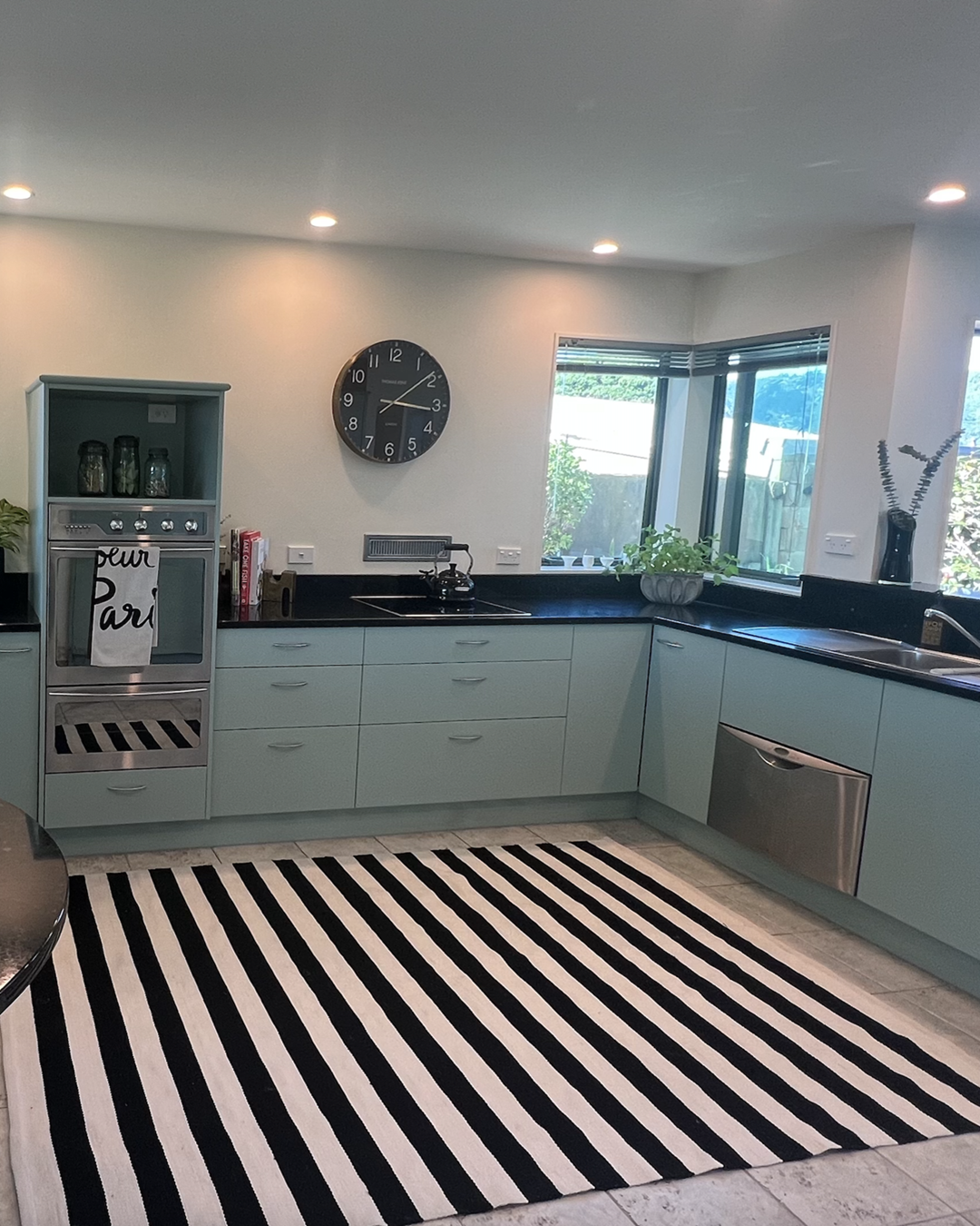 Black and White Striped Rug