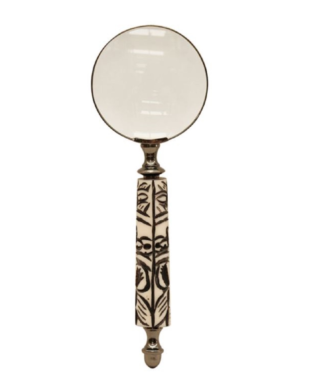 Brass Magnifying Glass with Carved Handle