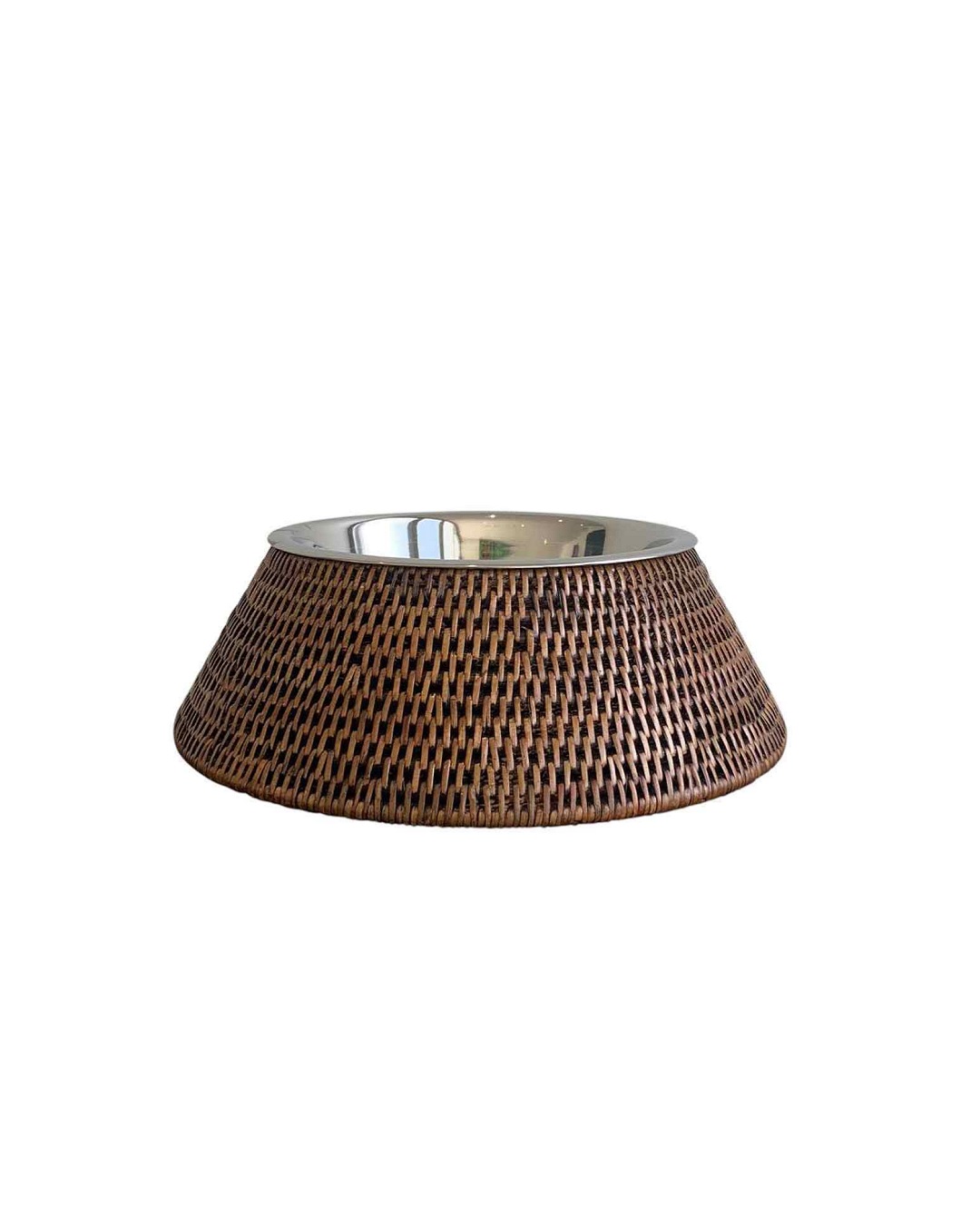 Pet Food/Water Bowl with Rattan Sleeve