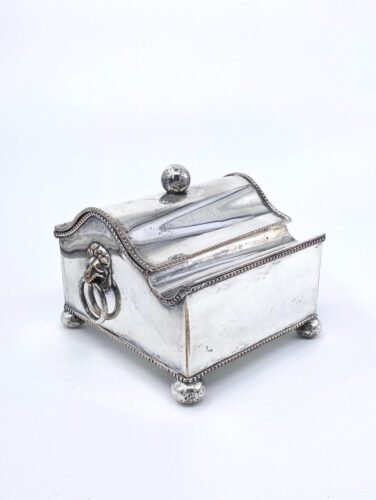 Antique Sheffield Plate Casket Form Inkwell Desk set