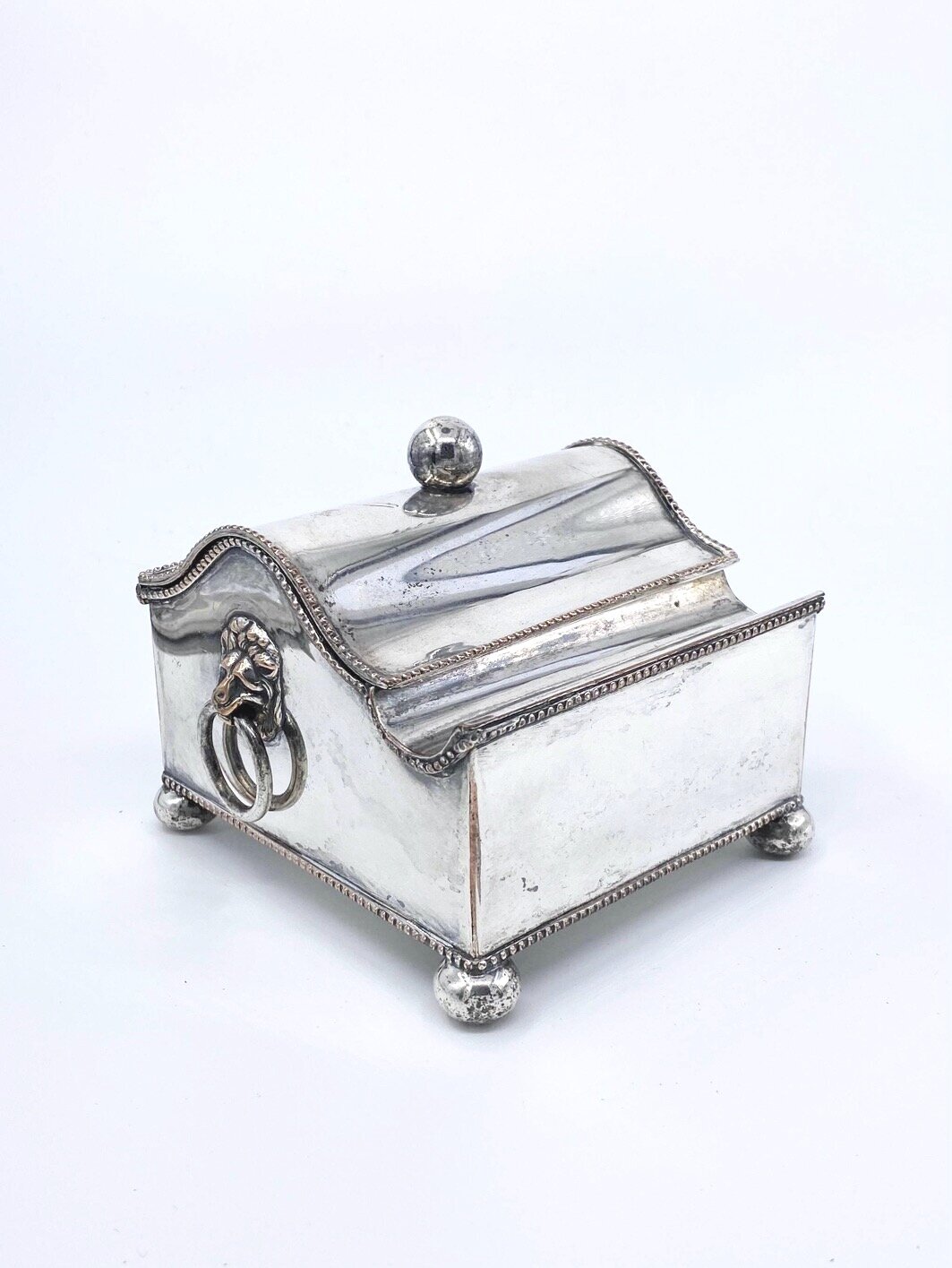 Antique Sheffield Plate Casket Form Inkwell Desk set