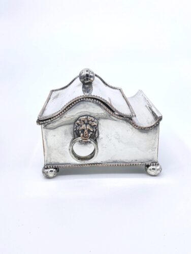 Antique Sheffield Plate Casket Form Inkwell Desk set