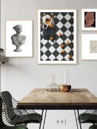 Black and white checked print