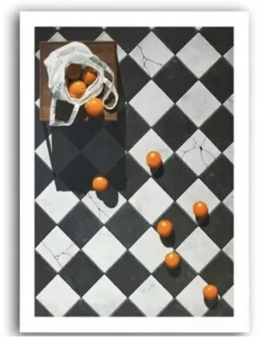 Black and white checked print