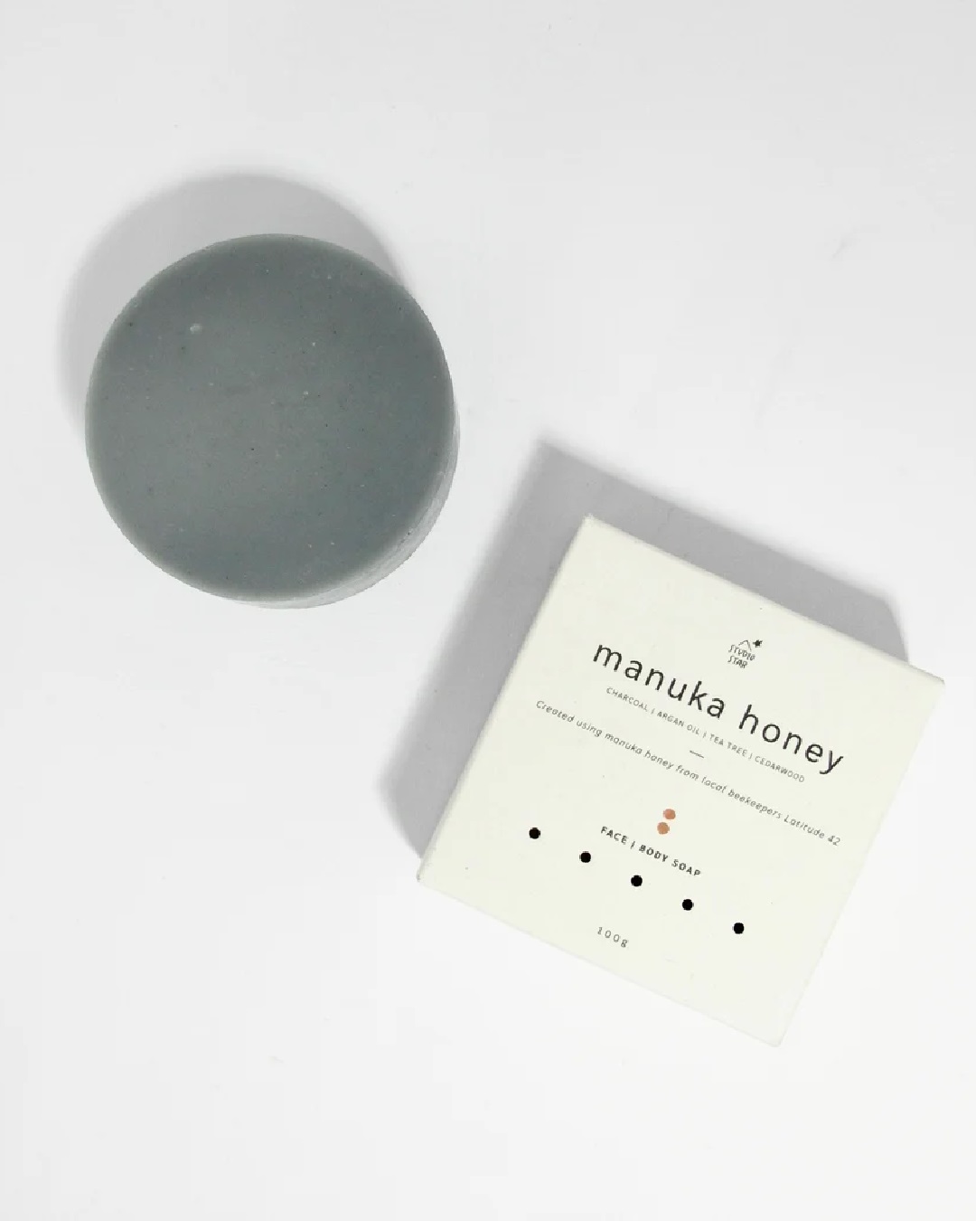 Manuka honey soap next to box