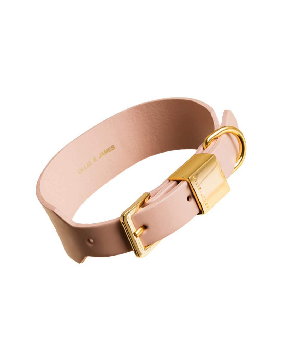 Ollie and James collar in sable pink leather