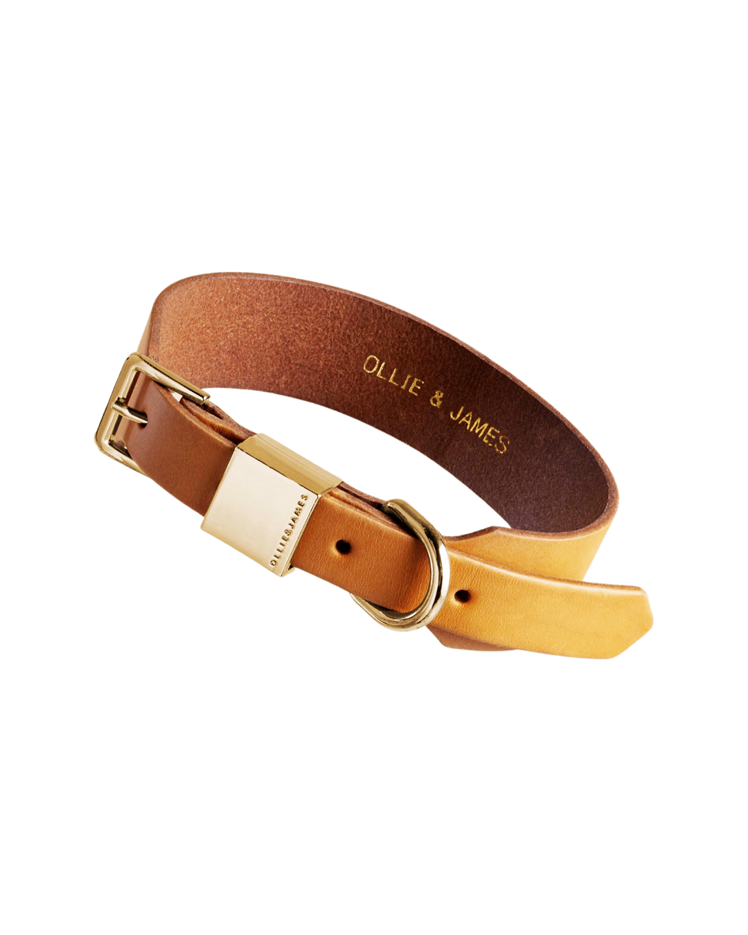 Ollie and James collar in camel leather