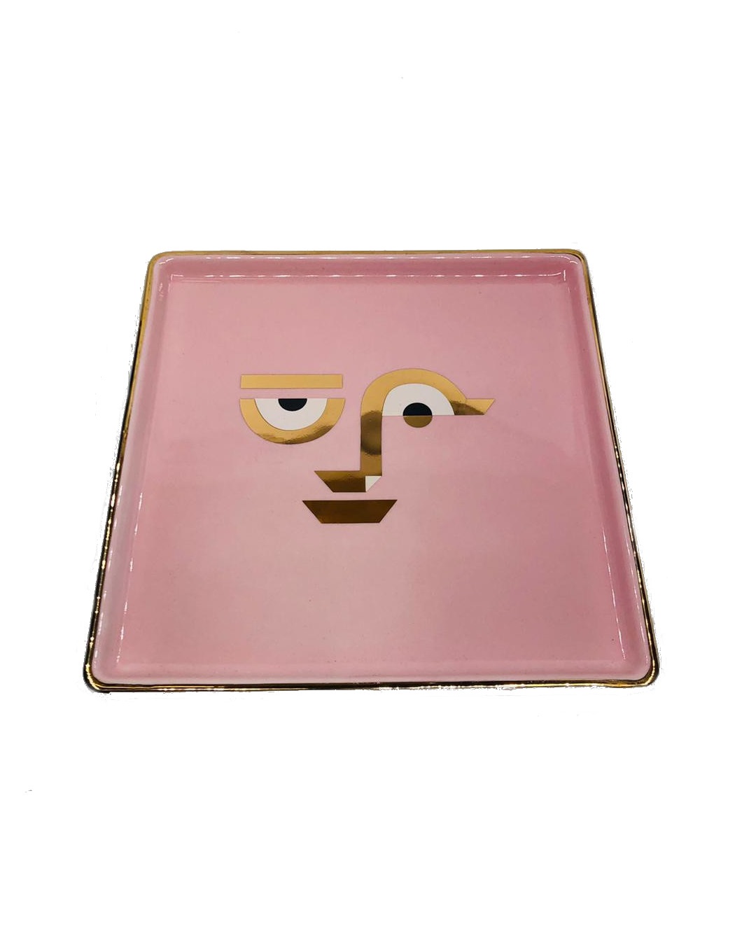 Pink Face Square Plate